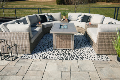 Calworth Outdoor 9-Piece Sectional with Ottoman